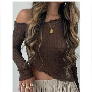 Elegant Brown Off-Shoulder Top